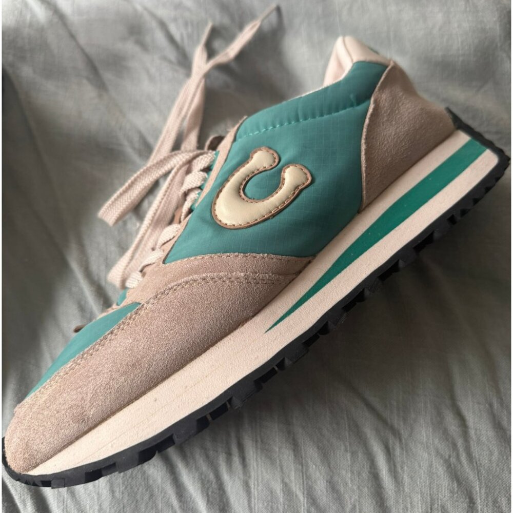 Coach Women's Sneakers in Teal and Beige